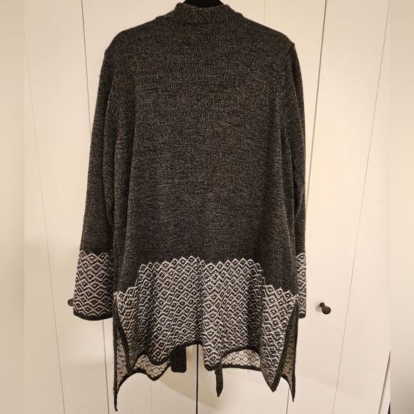 Knit oversized open Cardigan cozzy warm for winter grey and white Karen Scott - Picture 2 of 5